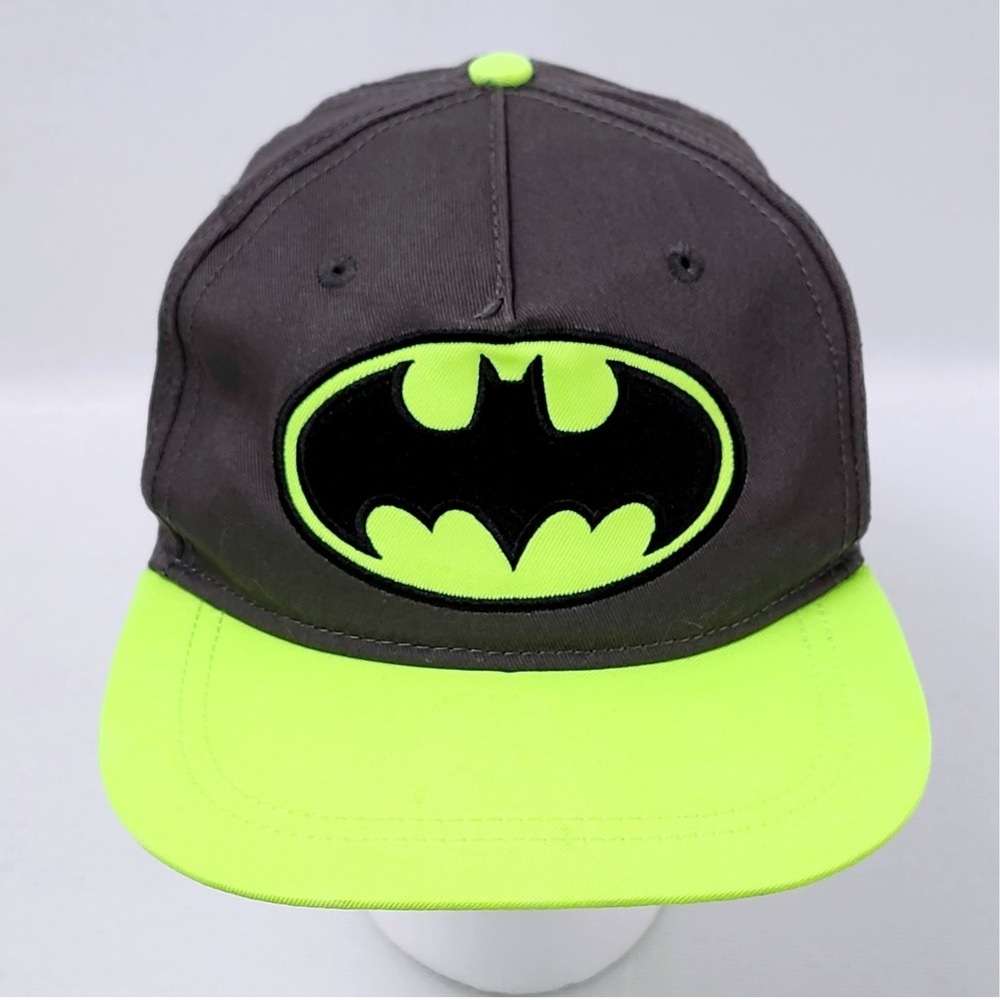 Batman Snapback Hat Youth OSFM Gray Neon Green Cap DC Comics‎ Superhero Movie
